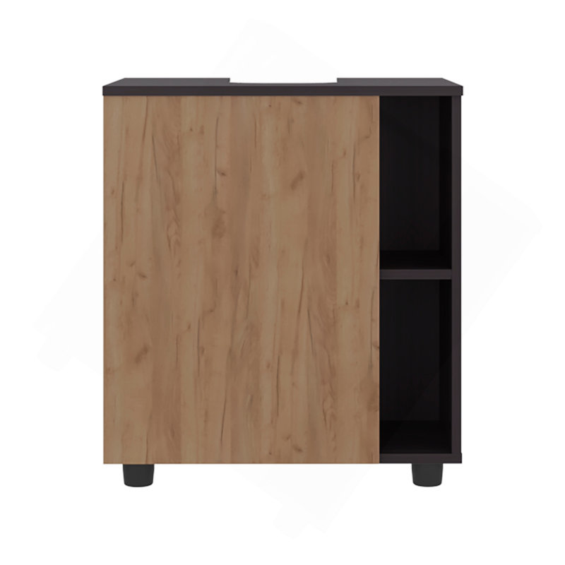 Pascuale Two Side Shelves Under Sink Cabinet With One Doors, Cut-Out Back, Compact 22 Freestanging Bathroom Storage