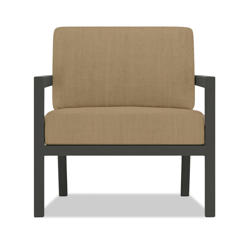 Vivant Patio Chair with Sunbrella® Cushions, Canvas Heather Beige Sunbrella® Canvas, Black