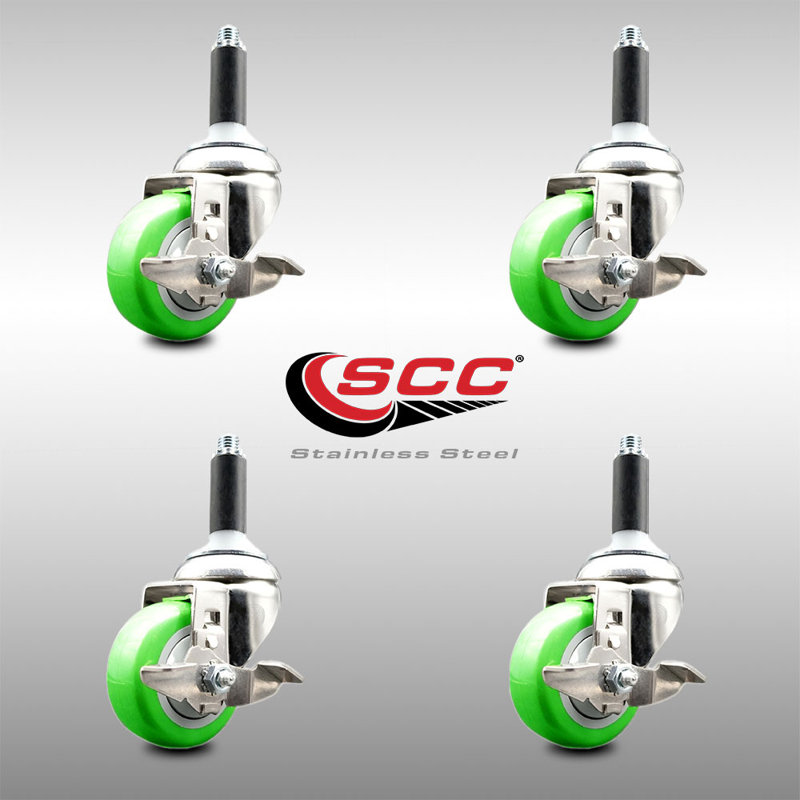 Ensemble de roulettes extensibles 3,5 pouces 3,5 pouces 316SS, Vert
