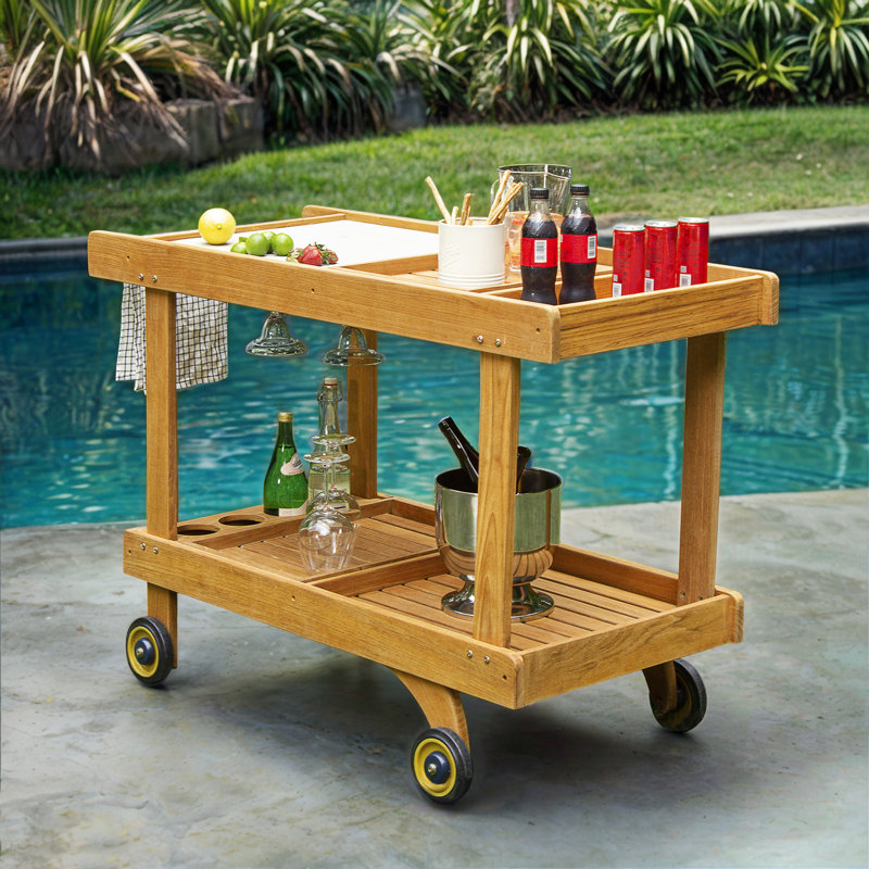 Hetherington Teak Wood Outdoor Bar Cart