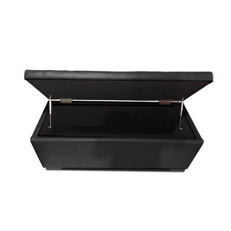 Repose-pieds rectangulaire avec rangement en similicuir de 46 po Haslett, Noir