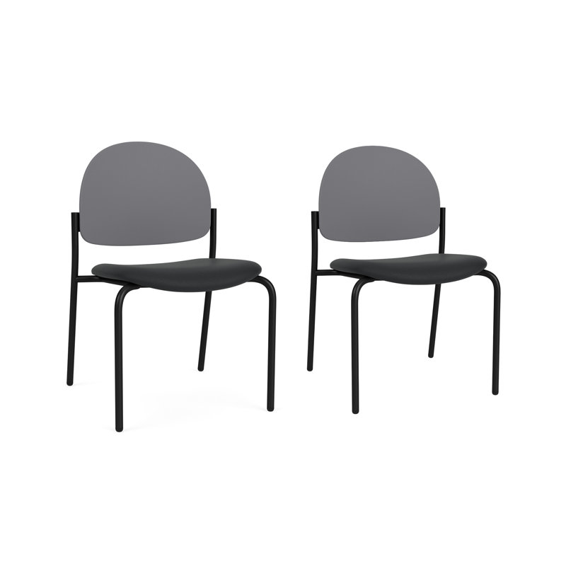 Chaise d'invité sans accoudoir Chat Chat, Noir, Modène graphite / gris silex polyester