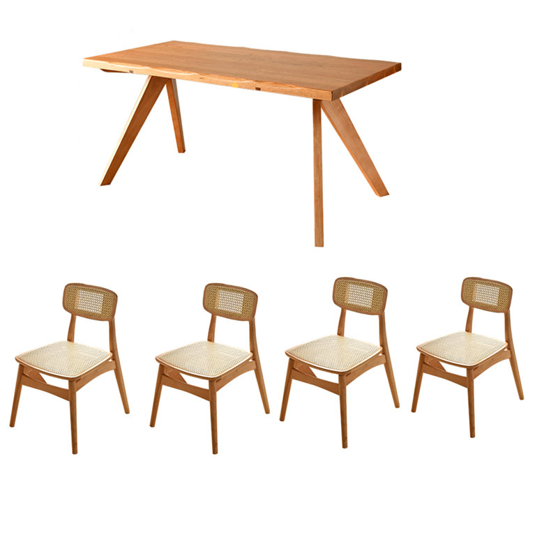 Une combinaison de tables et de chaises à banc épais, H 29,5 po x L 55,1 po x l 31,5 po