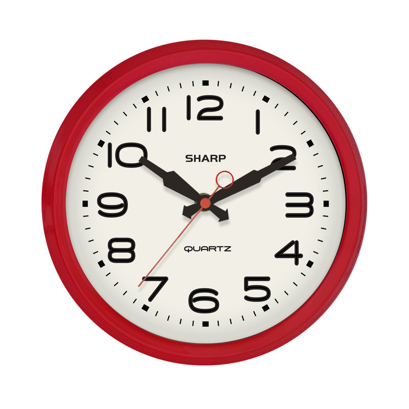 Horloge murale pointue, silencieuse, à piles, Rouge