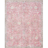 Canvello Vintage Tabriz Wool Raspberrie Area Rug- 7'3'' X 9'