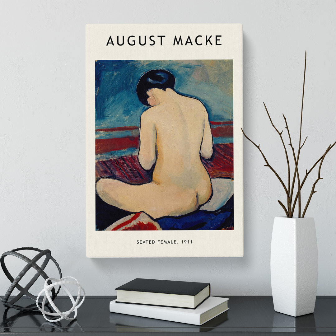Sitting Nude by August Macke - Wrapped Canvas