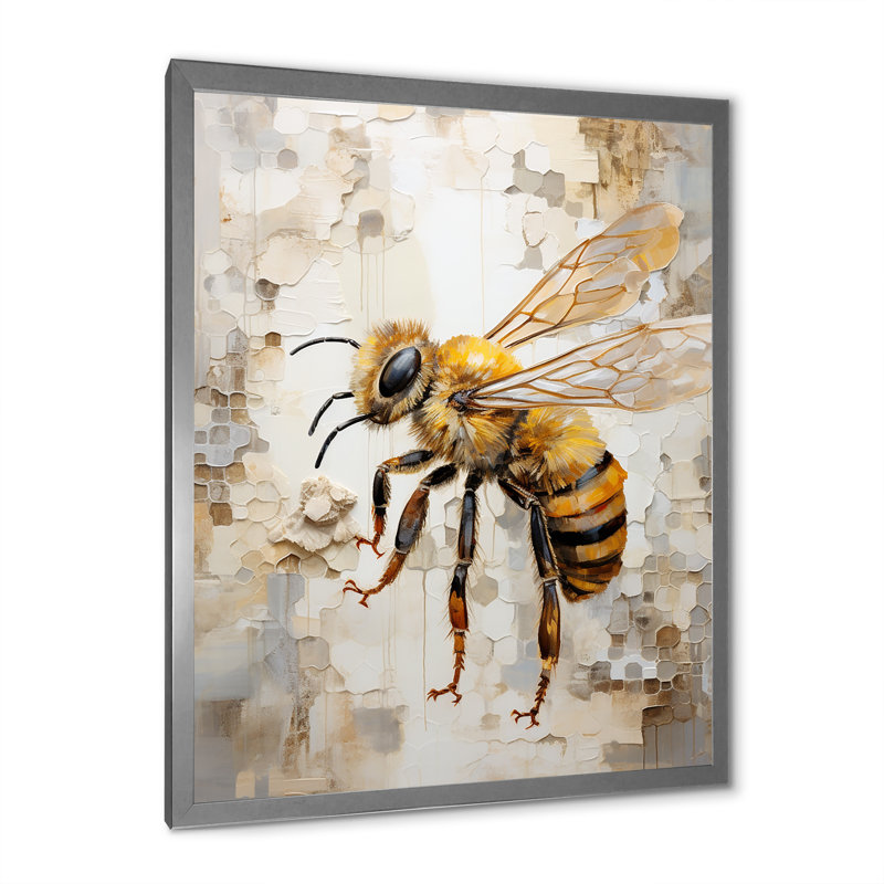 Minimalisme «Buzzing Bee III» sur toile, H 20 po x l 12 po x P 1 po, Cadre photo argenté