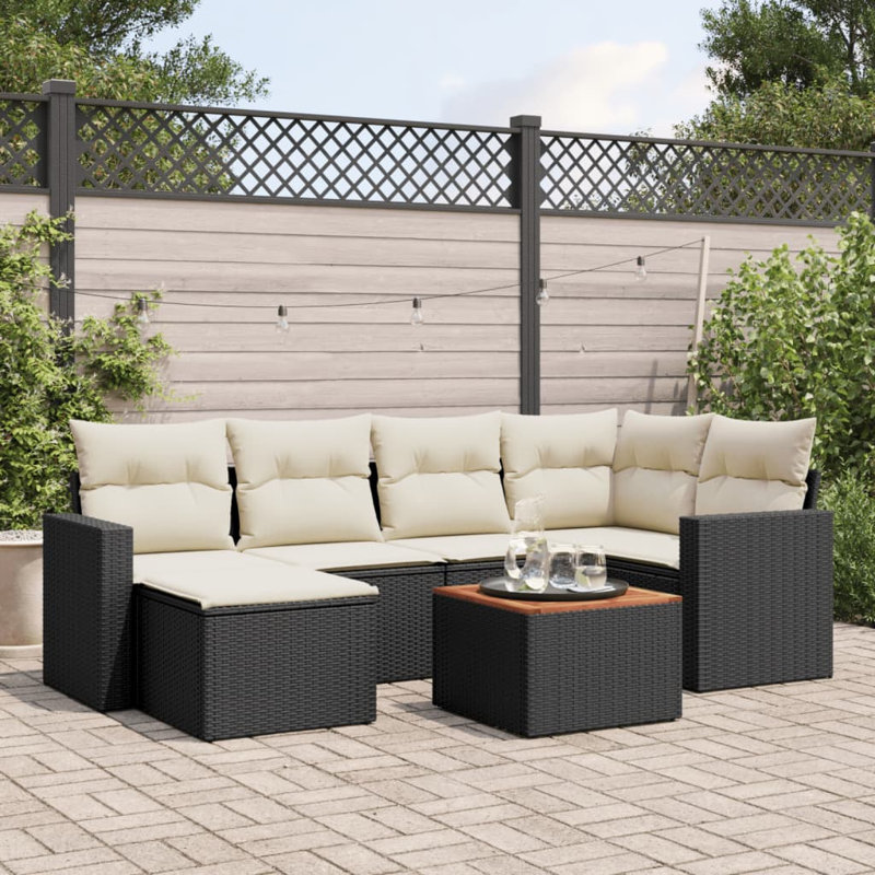 Ensemble de canapé de jardin Vidaxl noir, blanc crème