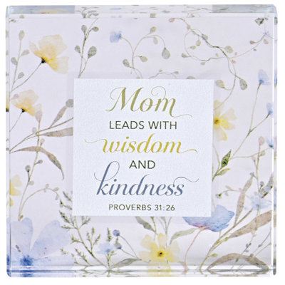 Tabletop Glass Plaque Floral Mom 3X3