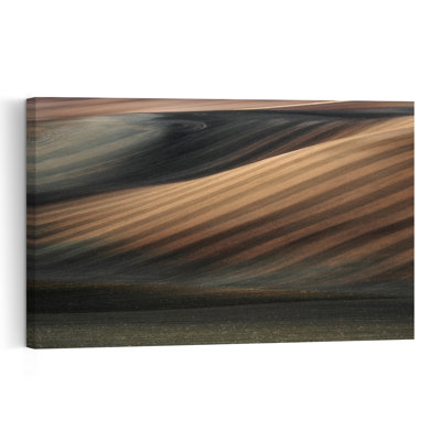 Golden Hillside Patterns Abstract Peaceful Serene Horse Landscape Nature Wall Art Print 1 Piece Wrapped Canvas Wall Art