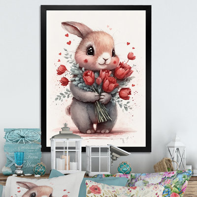 " Bunny Love Holding Flowers I "