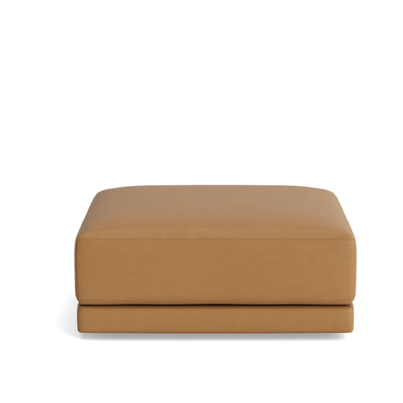 Eva Square Ottoman, Leather - Butterscotch