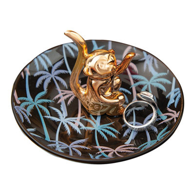 Monkey Ceramic Ring Dish Set of 4, 4.3 in. Jewelry Holder for Vanity Bedroom Bathroom