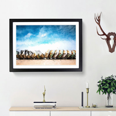 Stacked Rowing Boats on the Beach - Picture Frame Painting Print