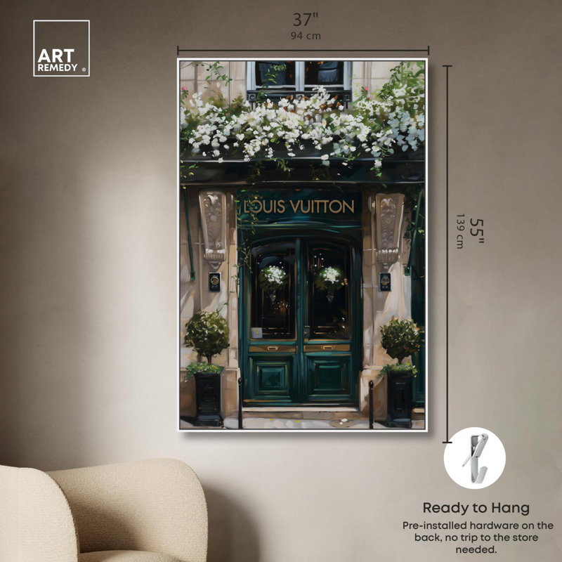 «Spring Emerald Store Canvas Fashion and Glam» par Spring , Cadre flottant blanc, H 55 po x l 37 po
