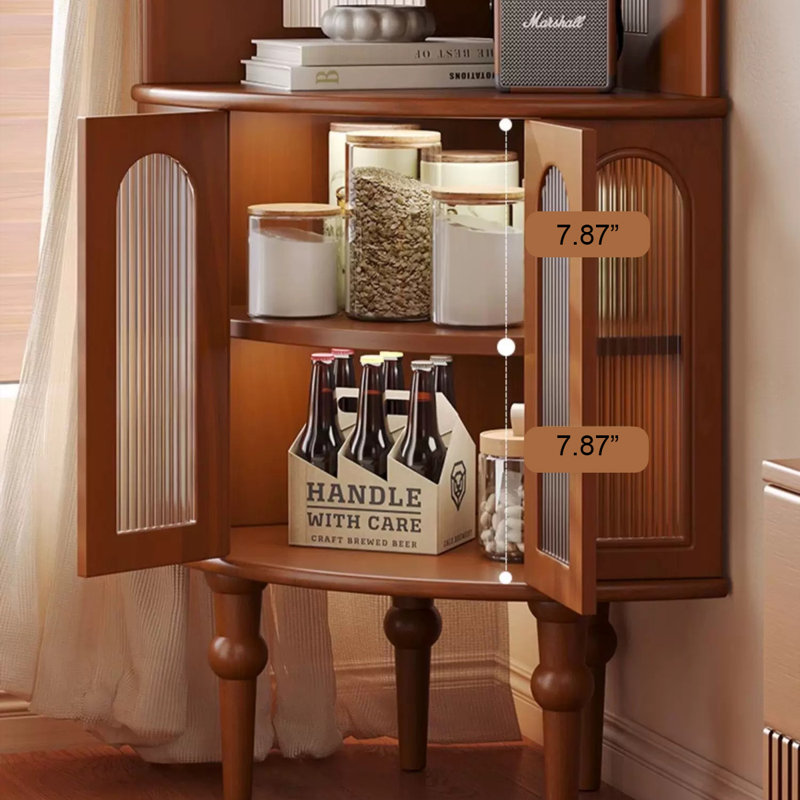 Tan Solid Wood Corner cabinet