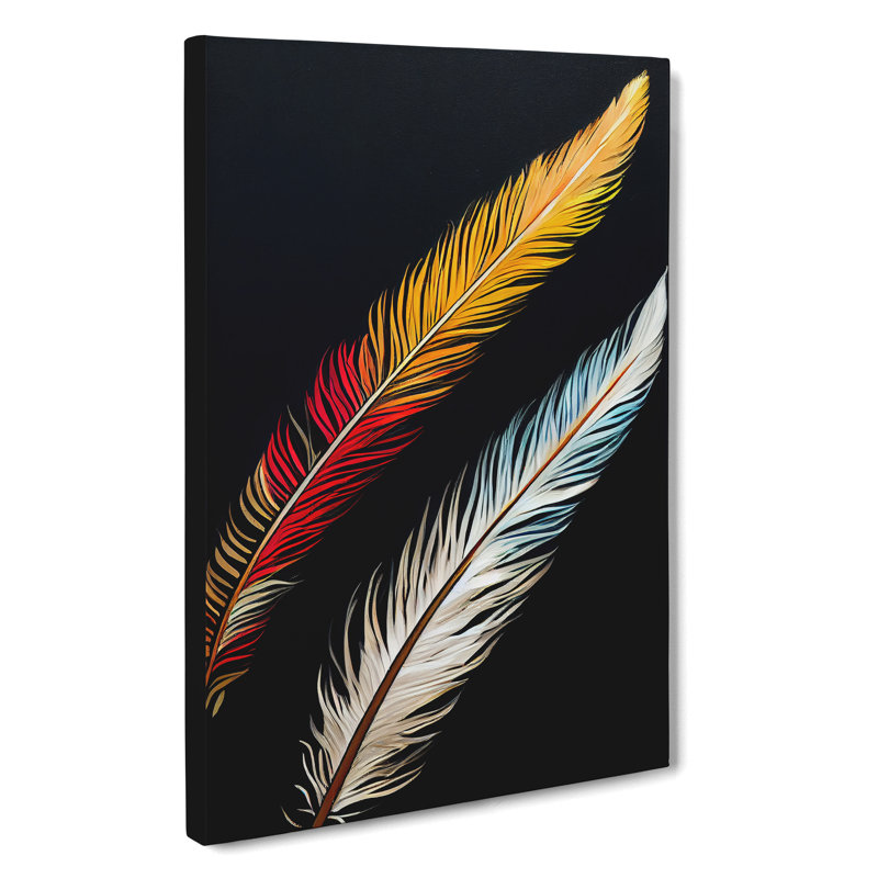 Pair Of Feathers - Wrapped Canvas, 50cm H x 35cm W x 3cm D