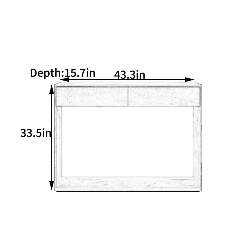 Console en chêne blanc, H 33,5 po x l 43,3 po x P 15,7 po