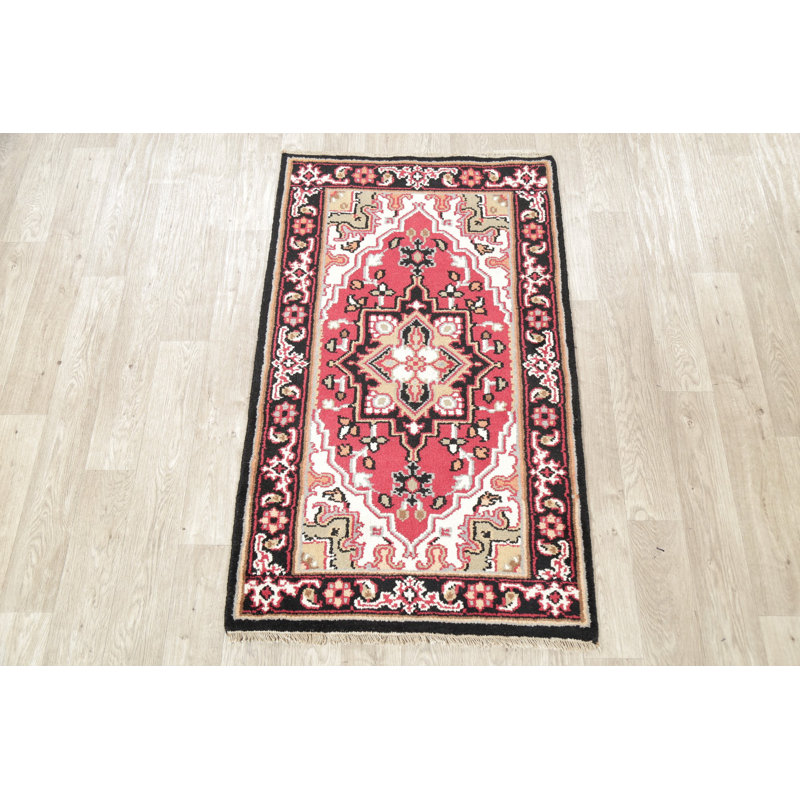 Tapis traditionnel indien en laine à motif géométrique 3 x 5