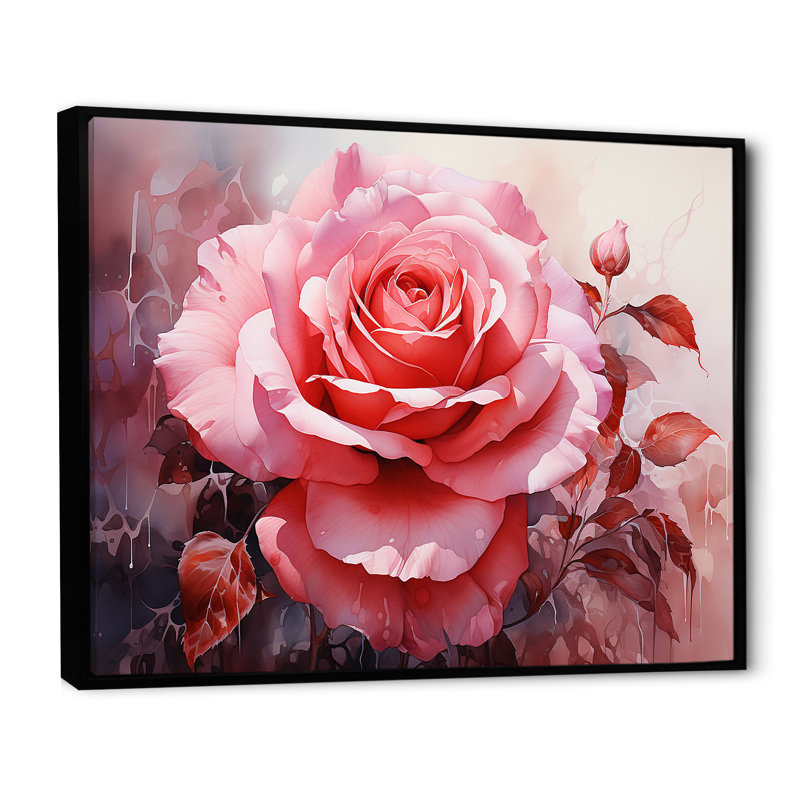 Infinite rose rose sur toile, Cadre flottant noir, H 24 po x l 32 po x P 1 po