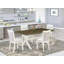 Ensemble de table de salle à manger 5 pièces comprenant une table de cuisine rectangulaire avec pieds en X et 4 chaises de salle à manger Parsons en tissu bleu bébé, lin brossé blanc-2069610238-1888325779