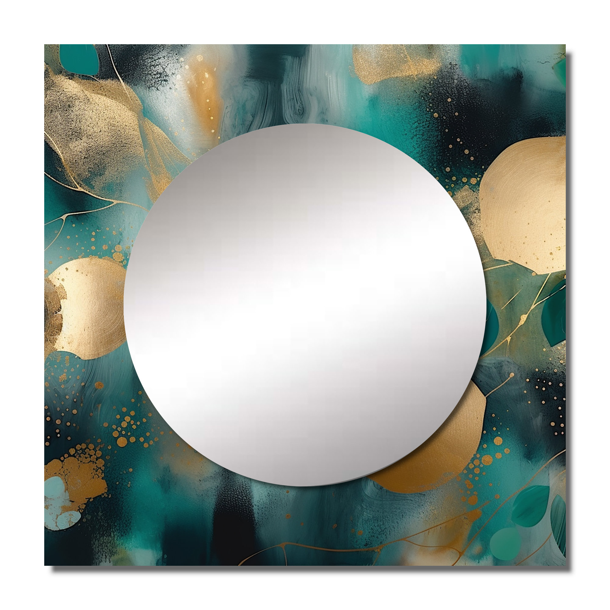 Dakota Fields Demareo Abstract Marble Square Living Room Wall Mirror