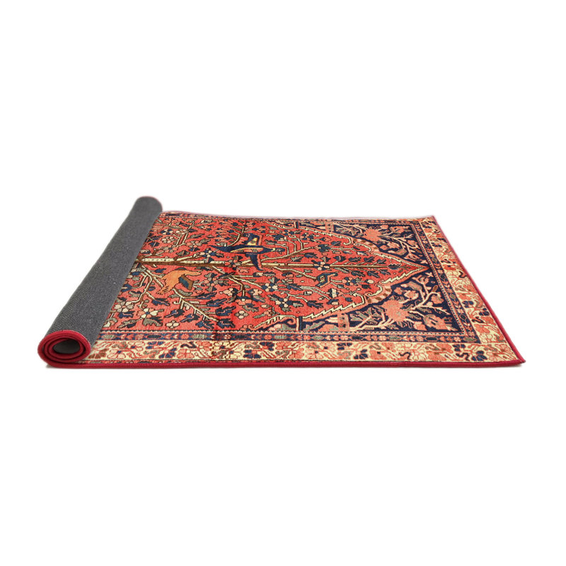 Tapis orange/gris traditionnel Ose, Rond 5 pi