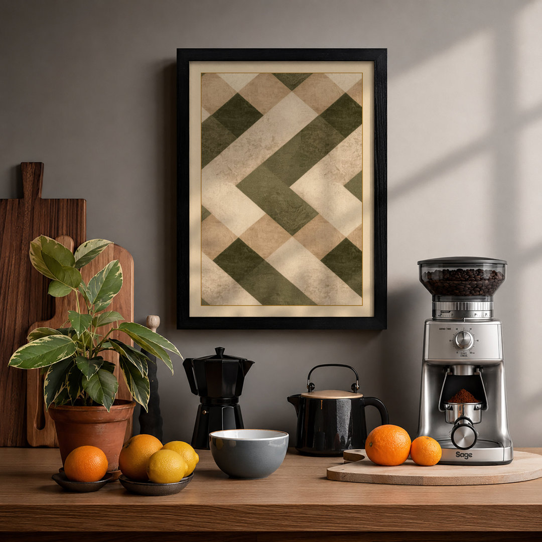 Chevron Tiles Geometric Framed Art Print