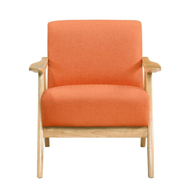 Siège d'appoint texturé bleu avec structure en bois d'hévéa massif et ressorts ensachés rembourrés, Orange