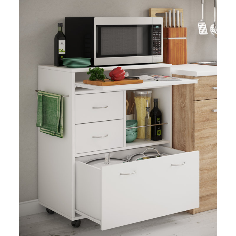 Quintine Wood Kitchen Cart, White