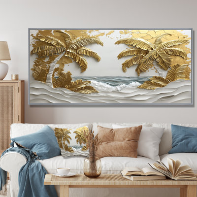 Art mural Colsyn crème dorée sur la plage I - palmiers et palmiers