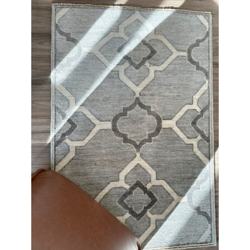 Tiny Knots Wool Geometric Area Rug in Sylvan Silver