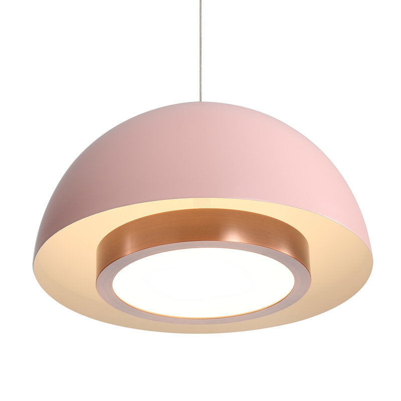 Luminaire suspendu DEL Solsken avec cuivre vieilli, Vieux rose, 20 W, H 17 po x l 11,75 po x P 11,75 po