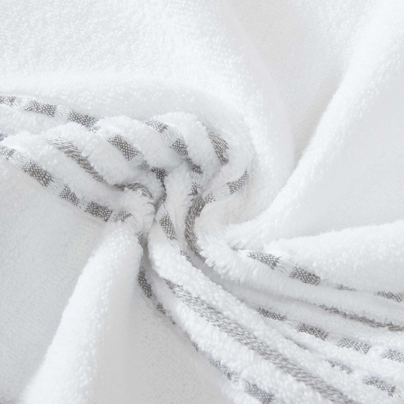 Ensemble de serviettes 3 pièces en coton Tommy Bahama, Blanc / Gris