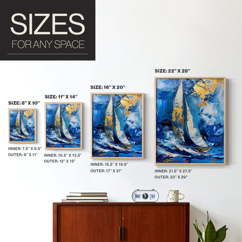 NAUTICAL Series CXCV, reproduction encadrée - bois massif, H 21 po x l 17 po