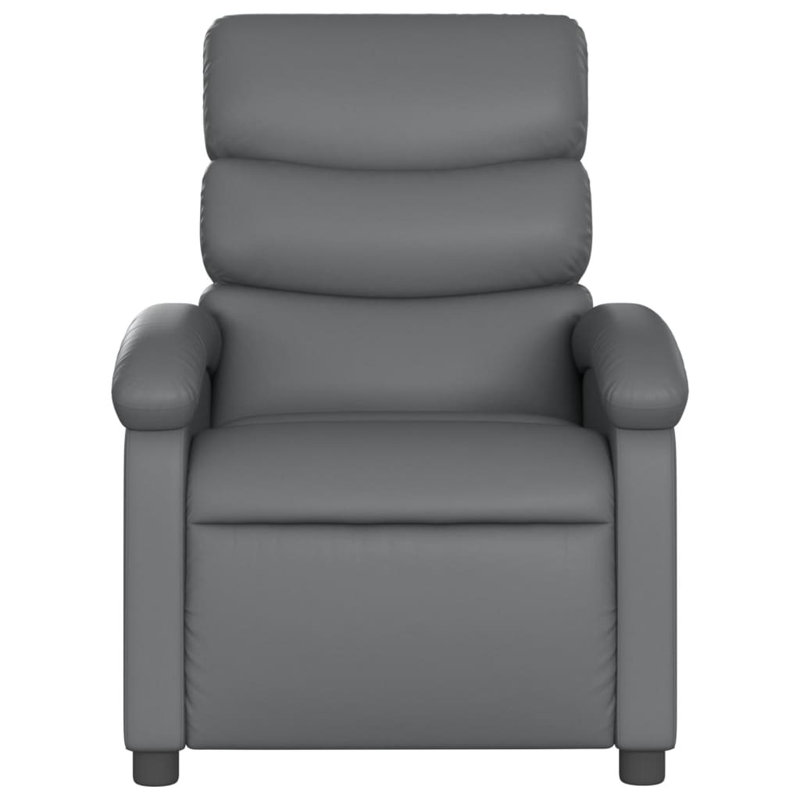 vidaXL Recliner Chair, Adjustable Backrest/ Footrest, Leather, Gray Faux Leather