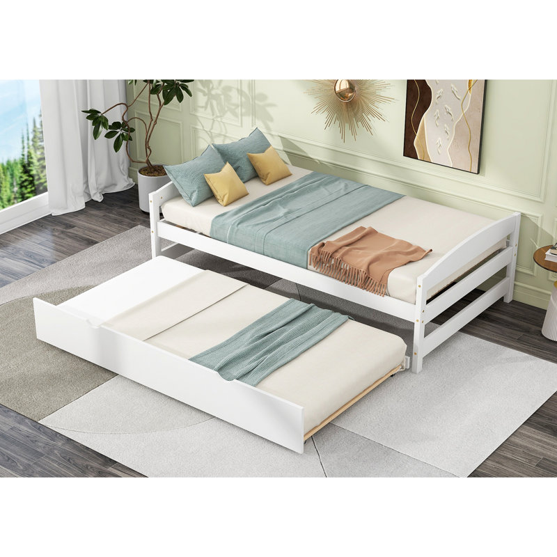 Platform Bed With Trundle, White