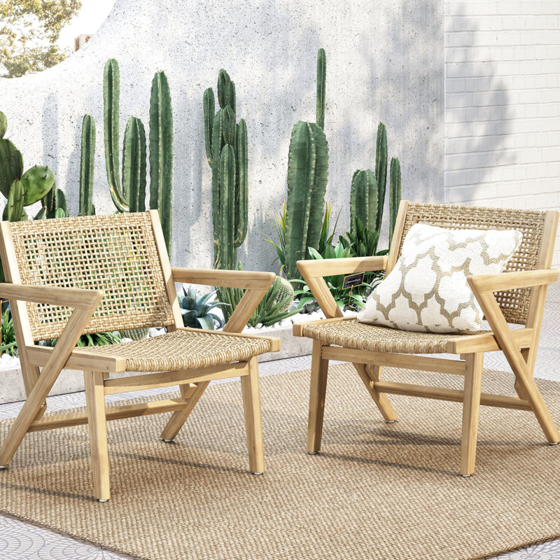 2 Outdoor Chairs In Brown - Wood Frame Included  2  Framework
