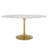Lippa 60" Oval Terrazzo Dining Table In Gold White-222309086