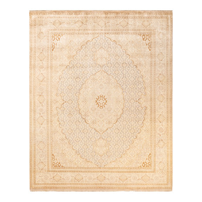 Tapis unique noué à la main 8 pi x 10 pi gris / beige / brun clair Hayner