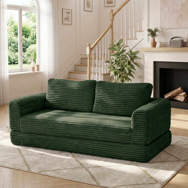 Canapé-lit modulaire compact avec futon et siège profond, Green