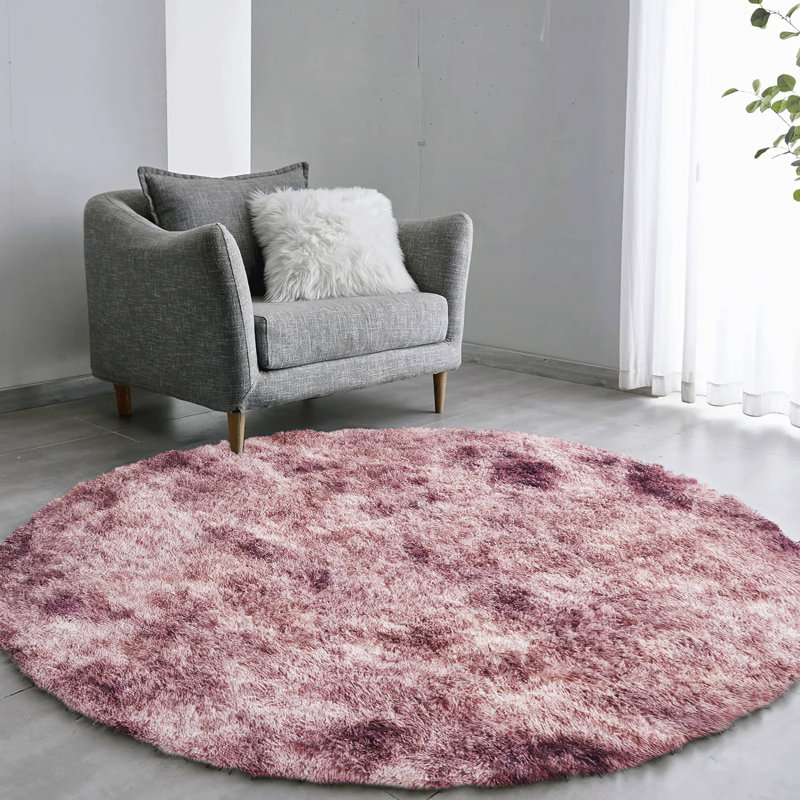 Round Solid Colour Shag 120cm X 120cm Area Rug