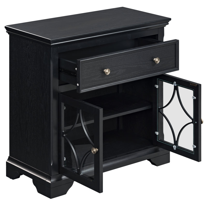 David 2 Door 1 Drawer Cabinet, Black