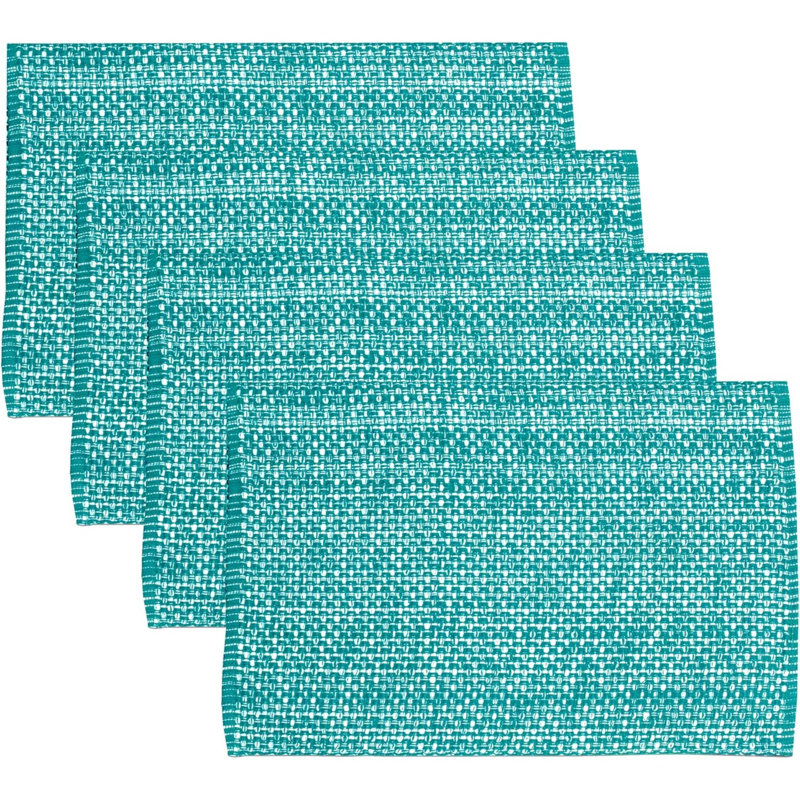 Ensemble de 4 napperons 100% coton pour salle à manger, Bleu