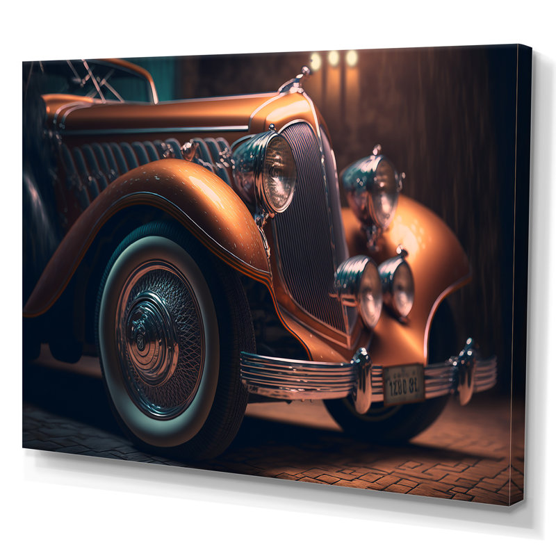 Gros plan d'une voiture rétro classique II - reproduction sur toile, H 12 po x l 20 po x P 1 po, Toile tendue