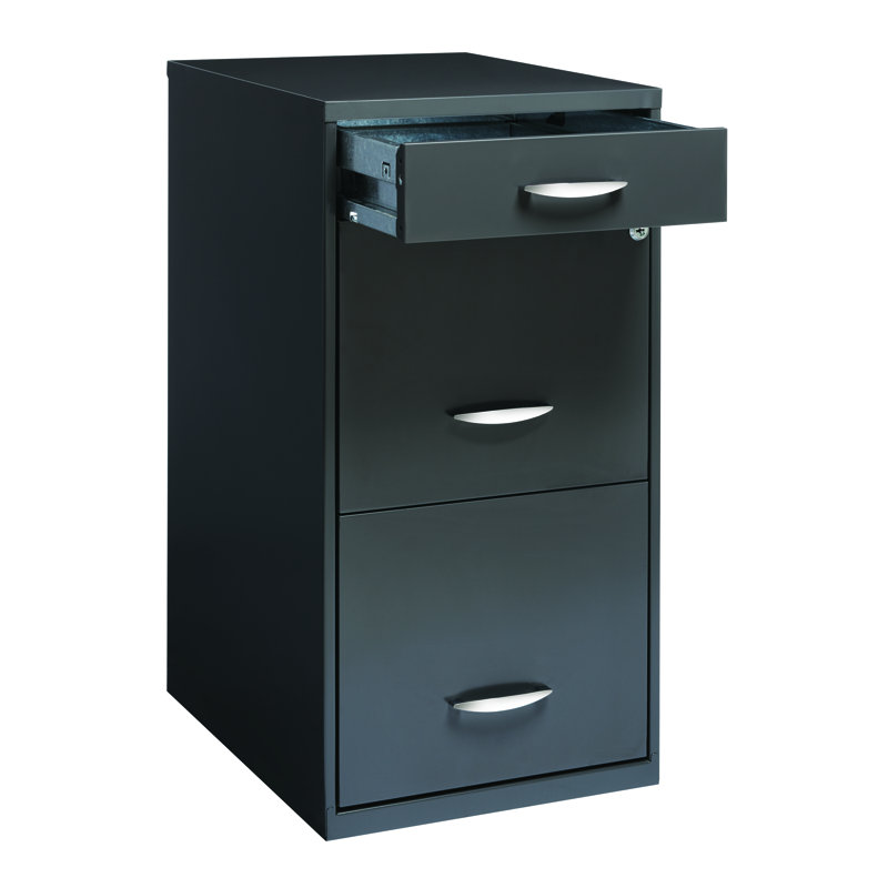 Adelo 14.25'' Wide 3 -Drawer Steel File Cabinet, Charcoal