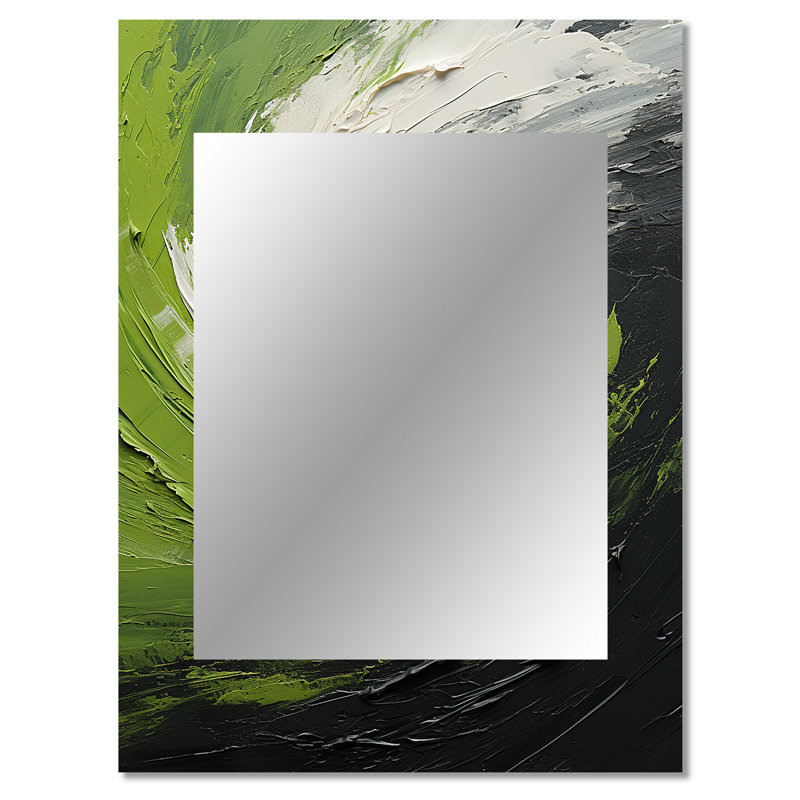 Green Serene Spiral Dreams I - Abstract Spirals Mirror, Green Unique Wall Mirror, Printed Metal Art, 40" x 30"