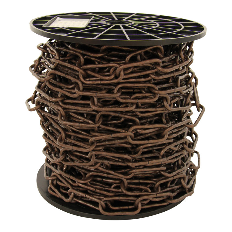 Round Decorative Solid Steel Twist Rope Link Fixture Chain or Chain Break 98 Feet, Antique Copper