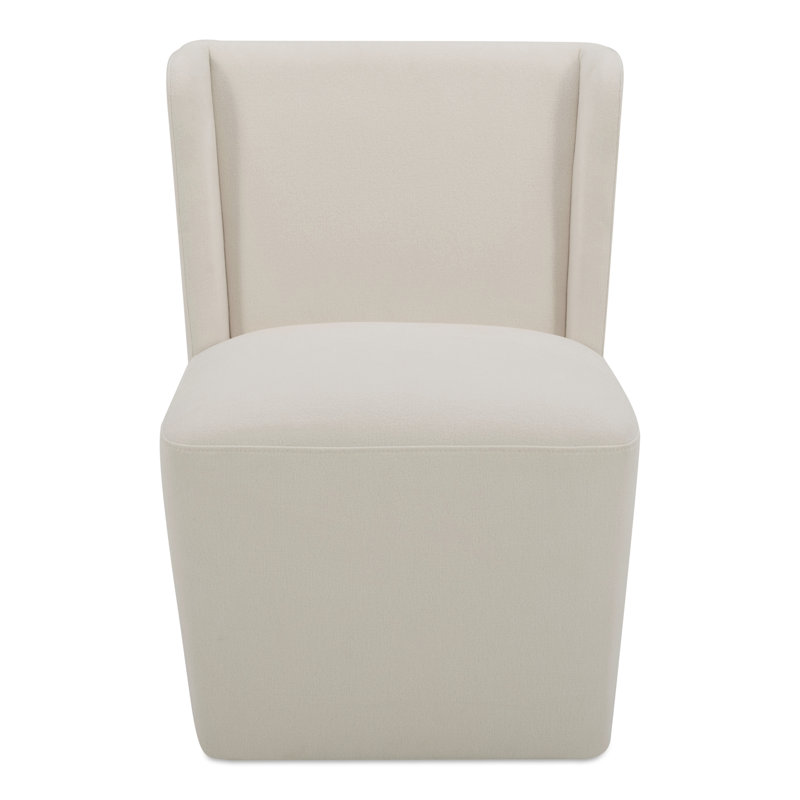 Corabeth Upholstered Rolling Dining Chair, Cream