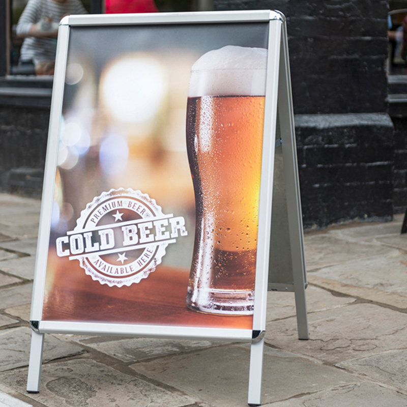 A1 Aluminium Pavement Display Board With Snap Frame - Silver